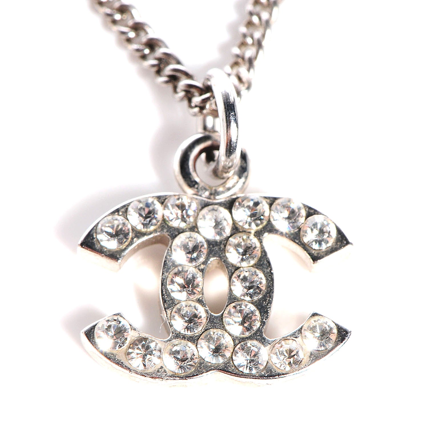 Chanel Crystal CC Timeless Necklace Silver 1 of 10