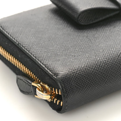 Prada Saffiano Fiocco Bow Zip Around Wallet Black 8 of 10