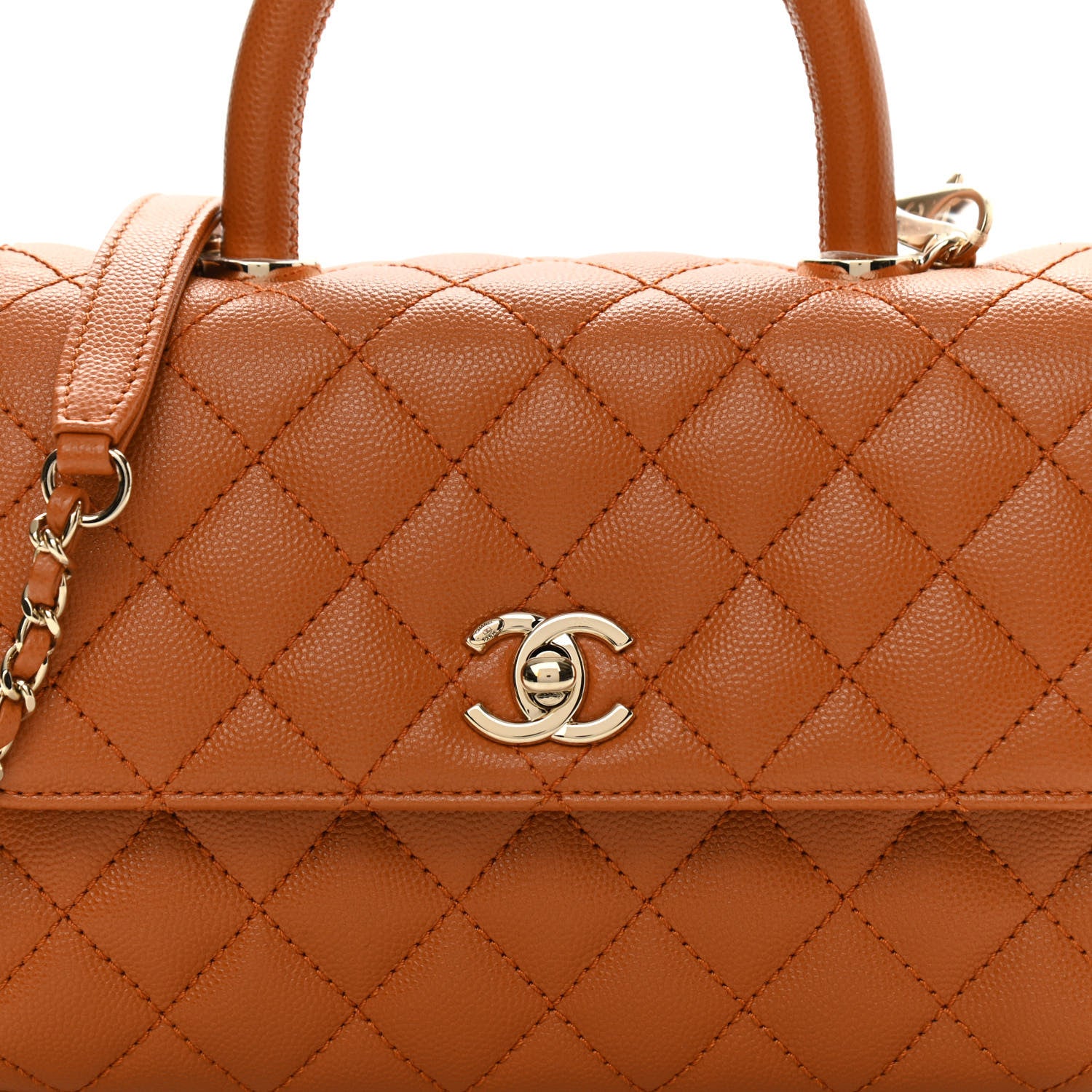 Chanel Caviar Quilted Mini Coco Handle Flap Light Brown 8 of 10