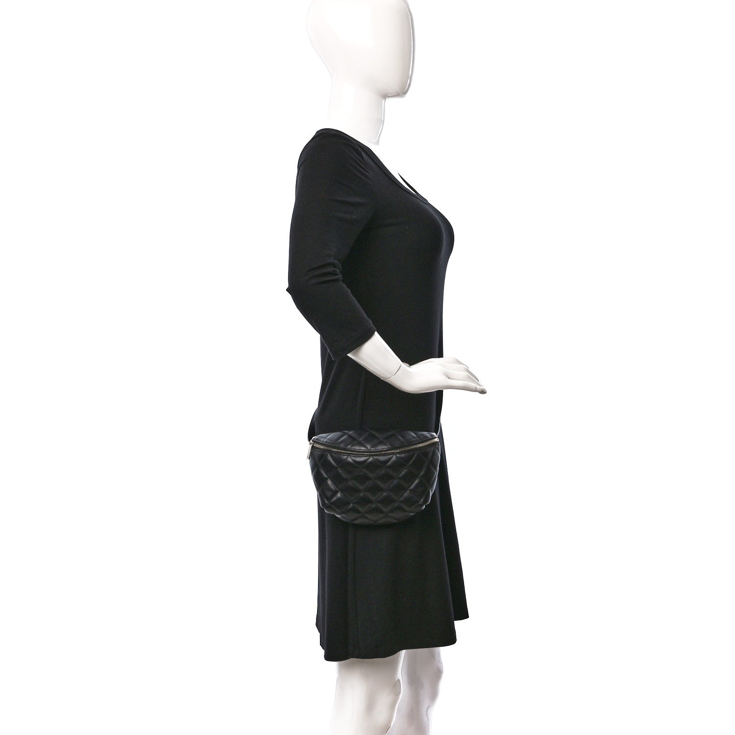 Chanel Lambskin Quilted Waist Belt Bag Black 2 of 10