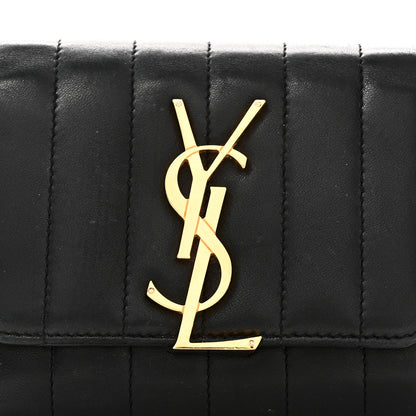 Saint Laurent Lambskin Matelasse Monogram Vicky Tri-Fold Wallet Black 7 of 8
