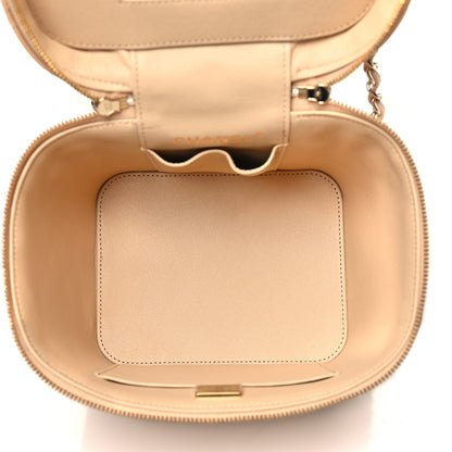 Chanel Lambskin Quilted Small Top Handle Vanity Case With Chain Beige 5 of 10