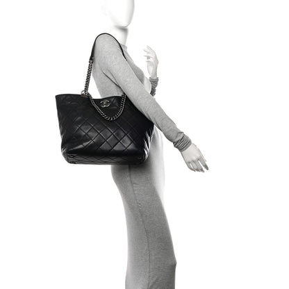 Chanel Calfskin Quilted Large Shopping In Chains Tote Black 2 of 11
