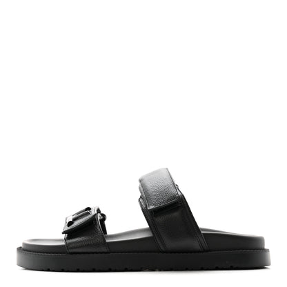 Louis Vuitton Grained Calfskin Sunset Comfort Flat Sandals 38 Black 1 of 20