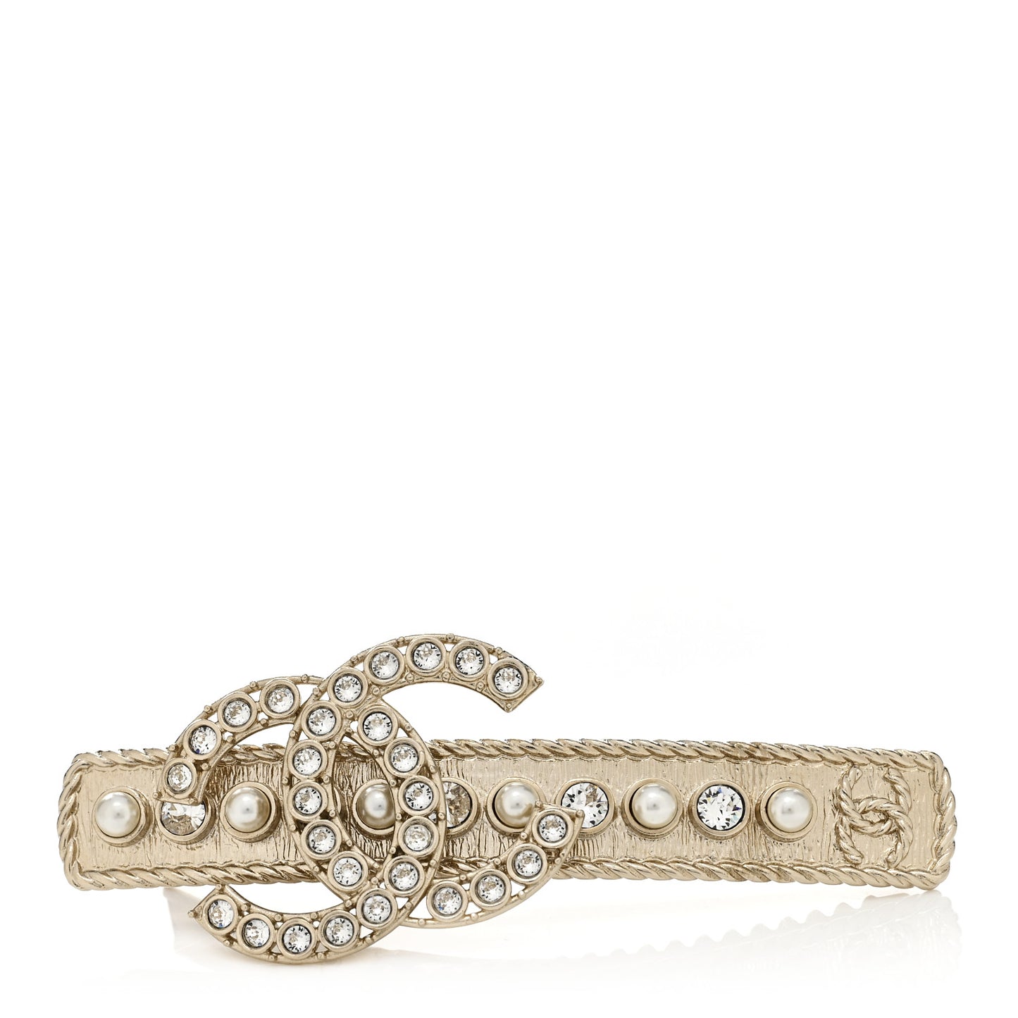 Metal Crystal Pearl CC Hair Clip Gold Pearly White