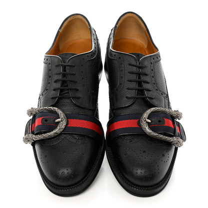 Gucci Calfskin Web Mens Queercore Brogue Derby Loafers 9 Black 5 of 13