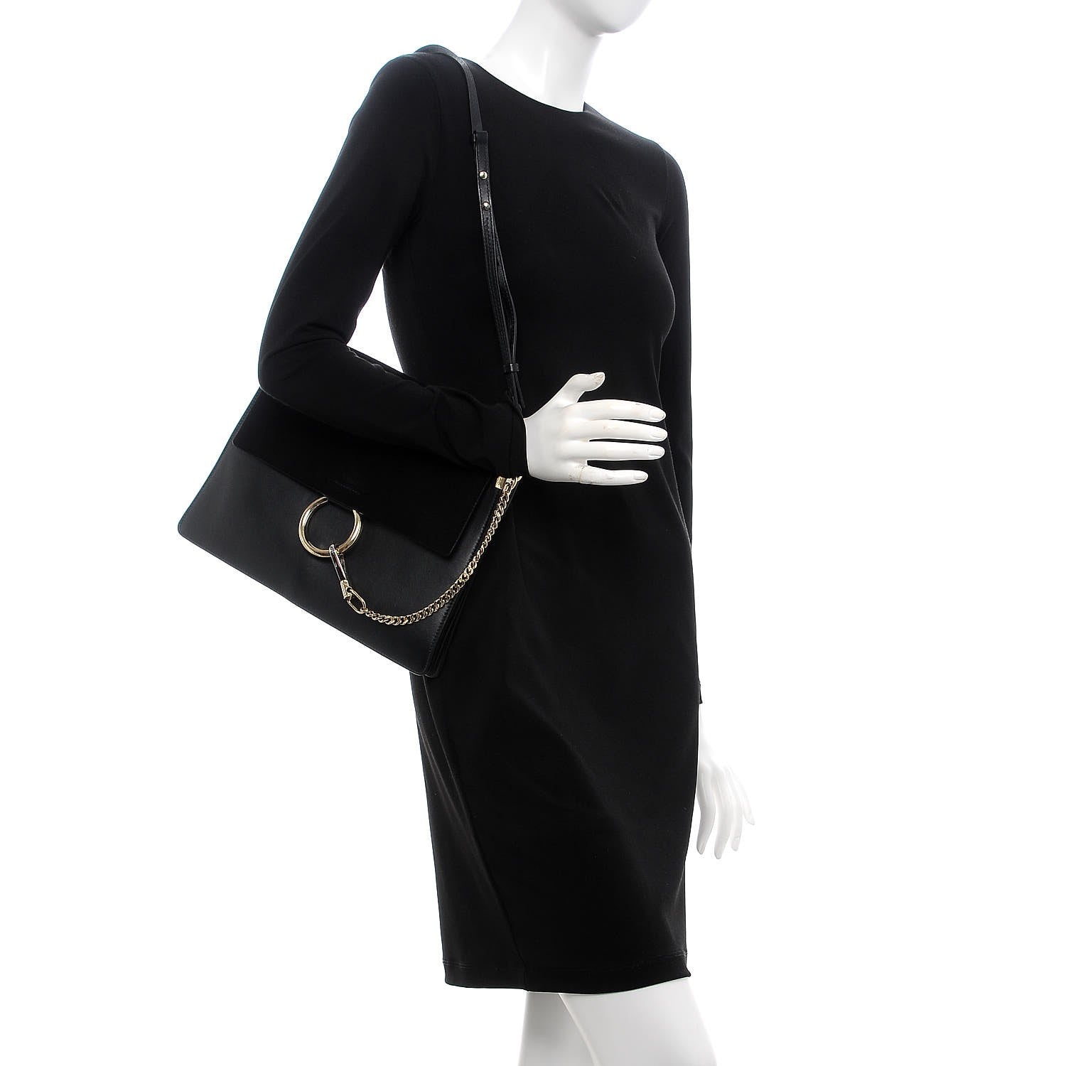 Chloe Suede Calfskin Medium Faye Shoulder Bag Black 2 of 9