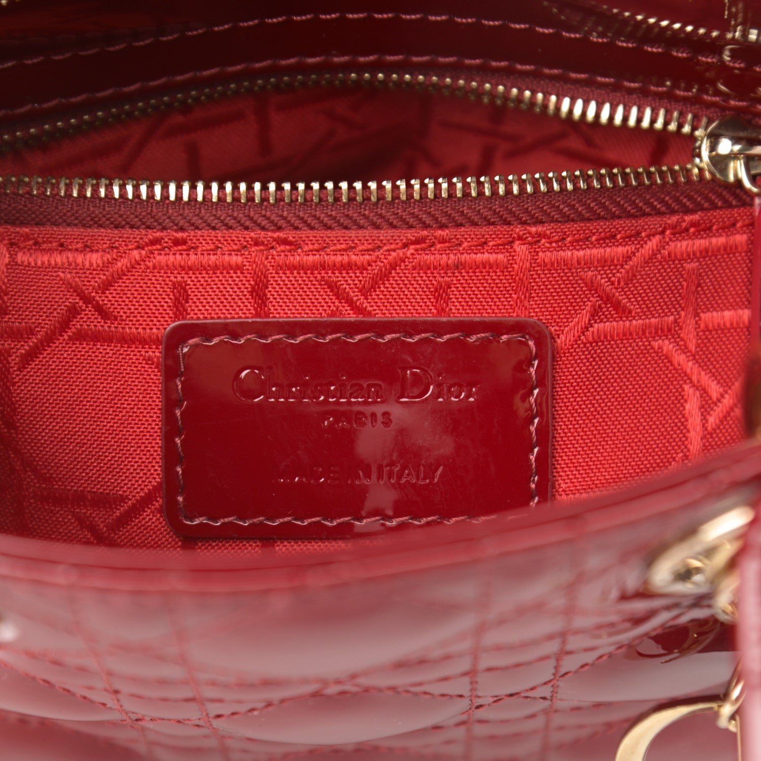 Christian Dior Patent Cannage Mini Lady Dior Red 6 of 10