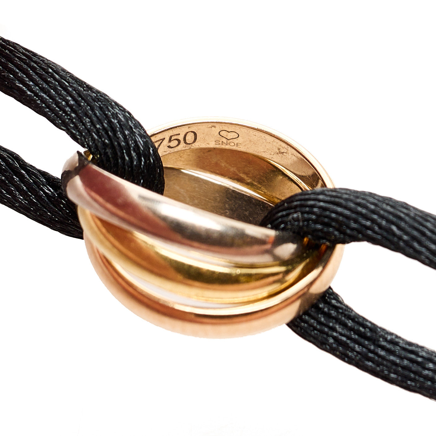 Cartier 18k Pink Yellow White Gold Trinity Adjustable Cord Bracelet Black 8 of 8