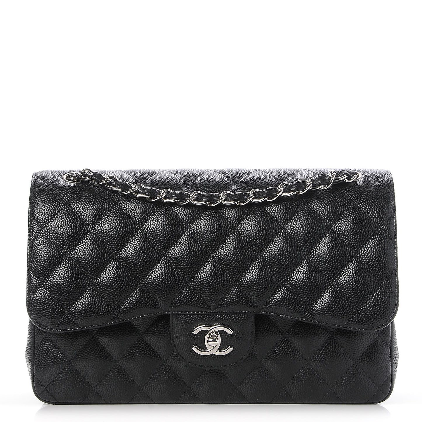 Caviar Quilted Jumbo Double Flap Black