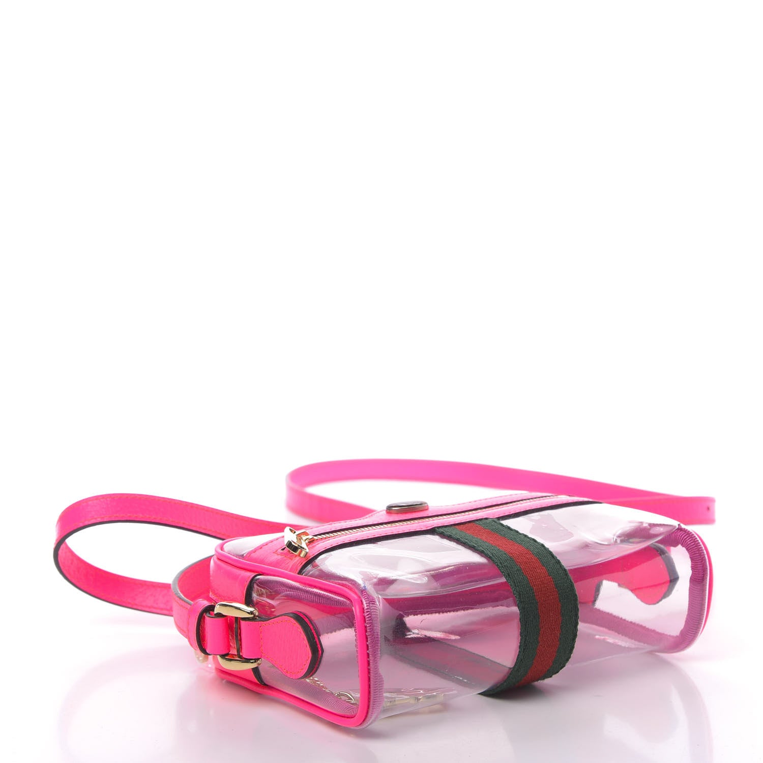 Gucci Vinyl Web Mini Ophidia Transparent Shoulder Bag Fluorescent Fuchsia 4 of 11