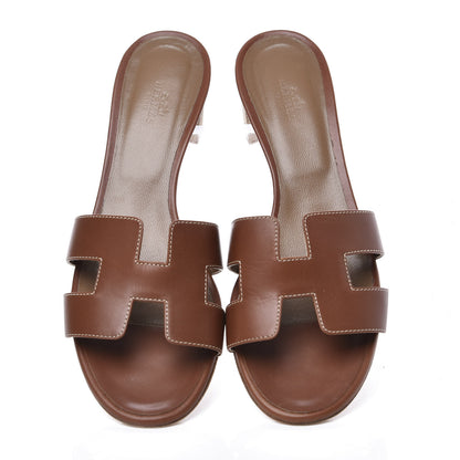 Hermes Calfskin Oasis Sandals 40 Gold 5 of 9