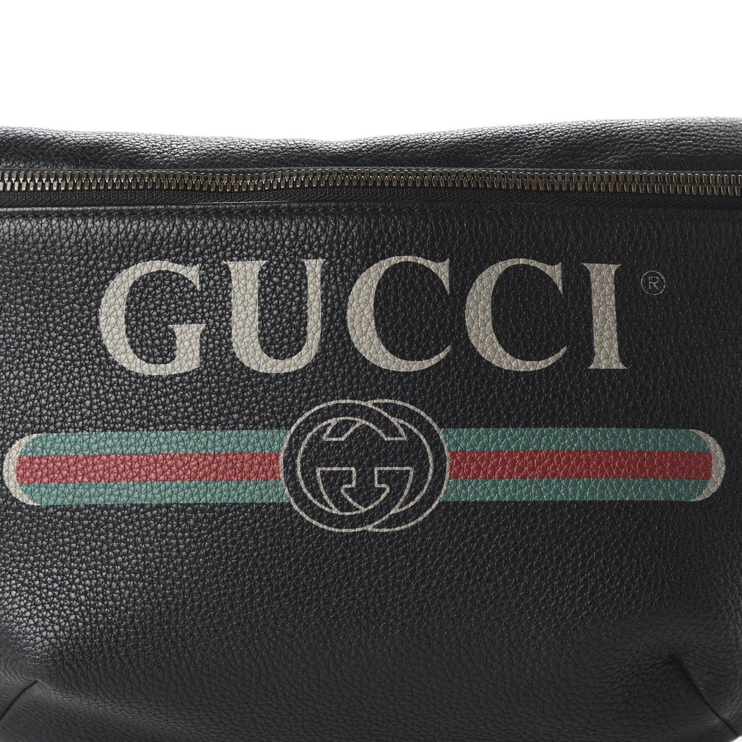 Grained Calfskin Logo Belt Bag Black