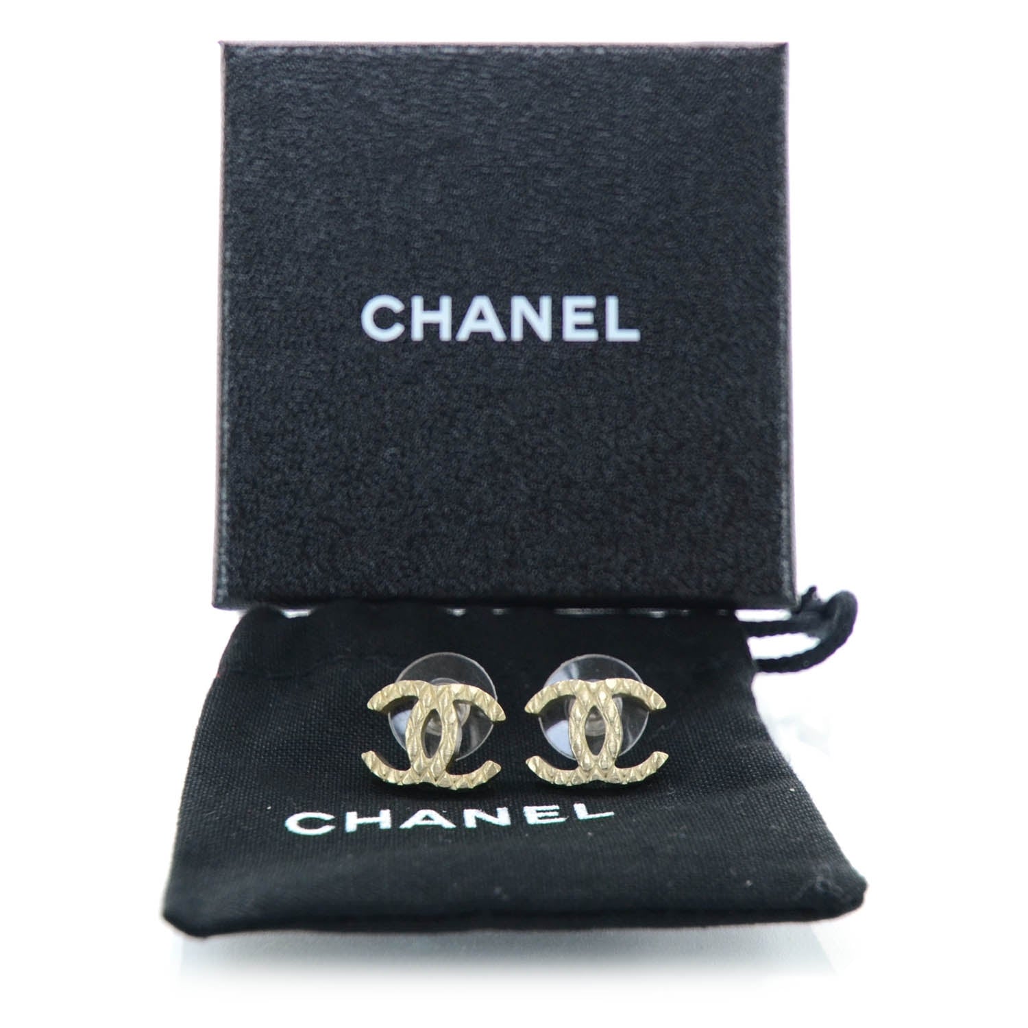 Chanel Quilted CC Earrings Gold 4 of 4