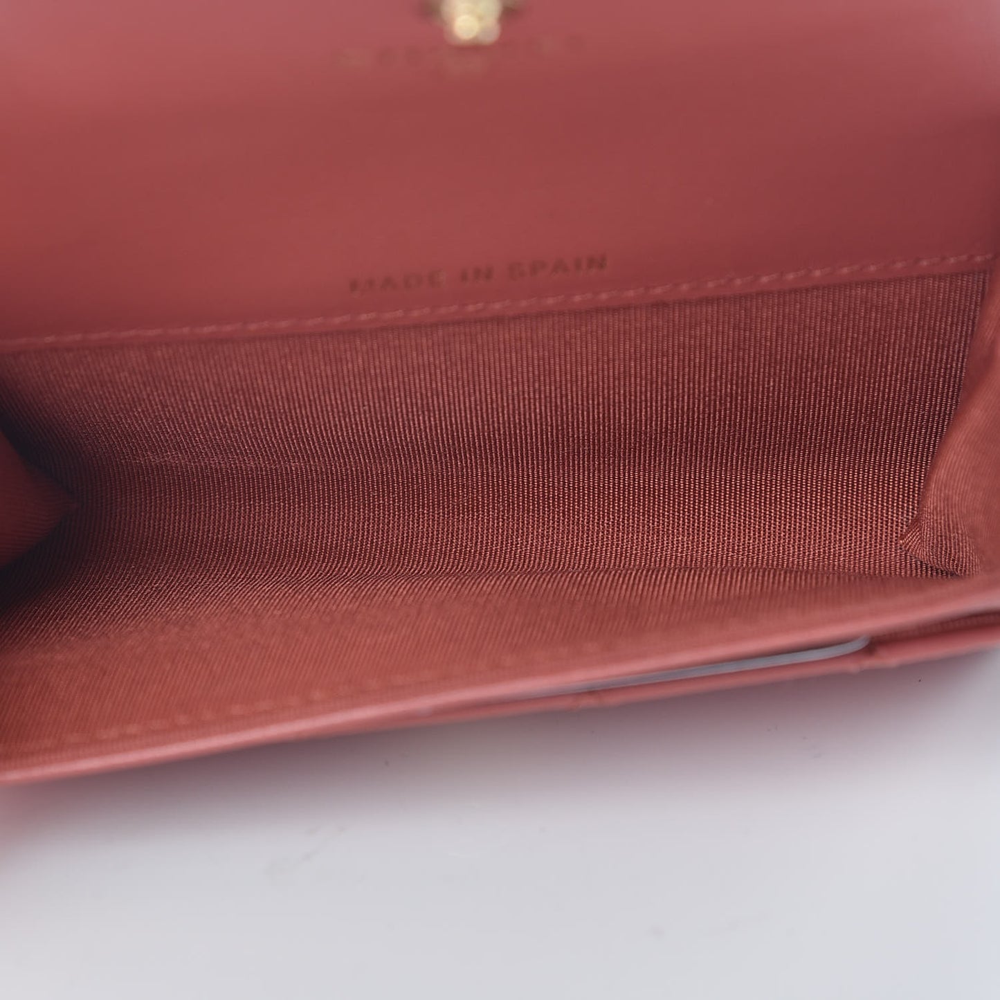 Lambskin Quilted Boy Card Holder Wallet Rosewood