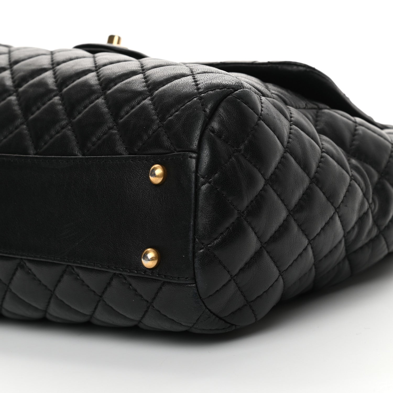Chanel Lambskin Quilted Large Fluffy CC Shopping Tote Black 10 of 16