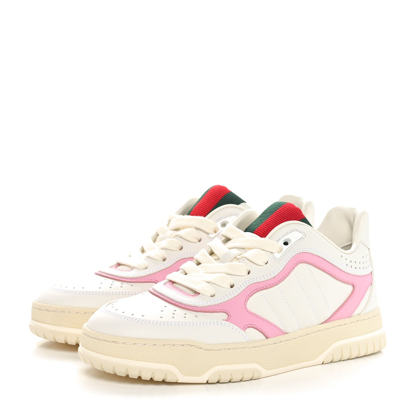 Calfskin Womens Re-Web Sneakers 36.5 White Pink