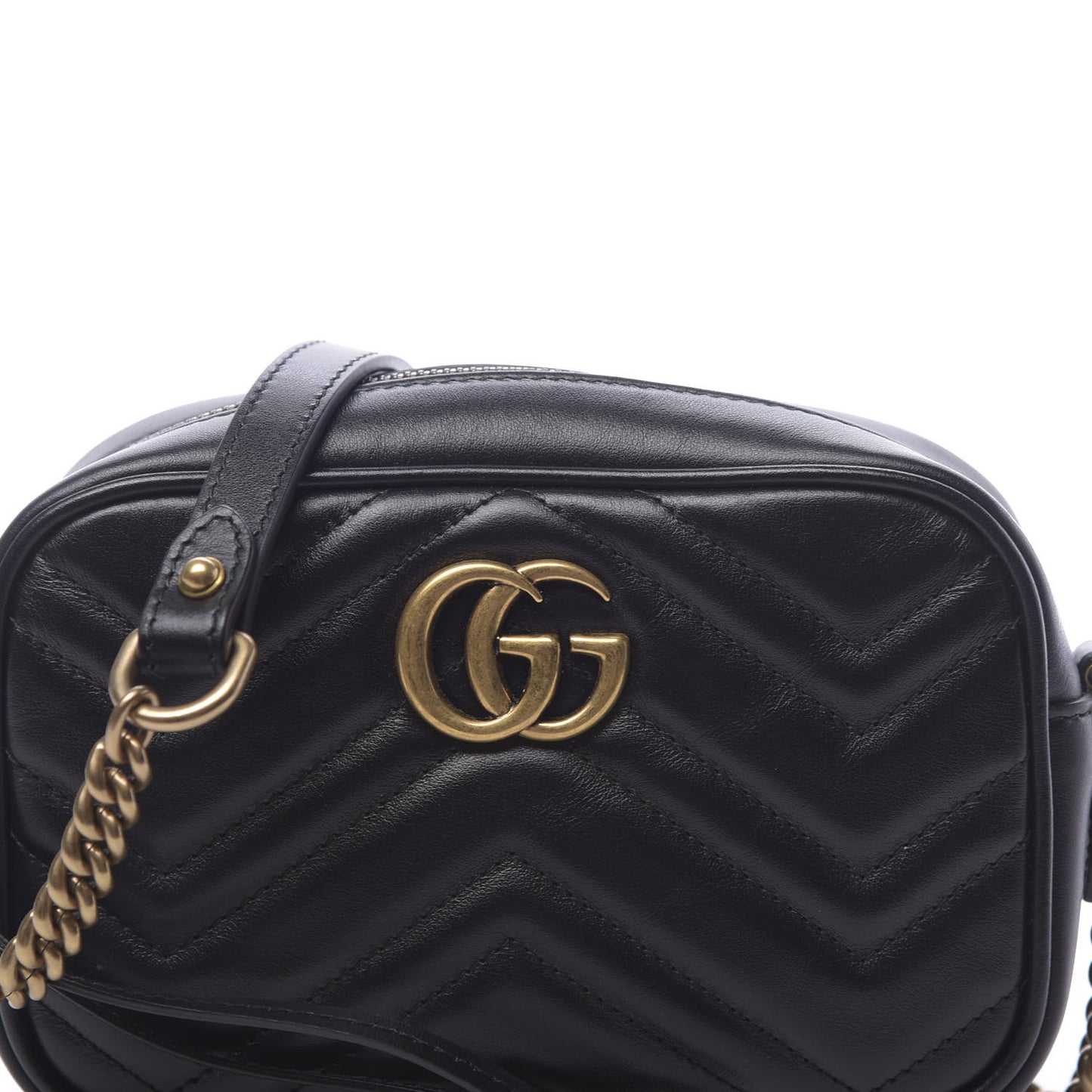 Calfskin Matelasse Mini GG Marmont Chain Shoulder Bag Black
