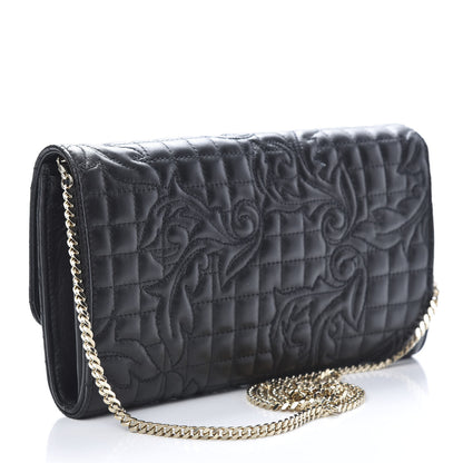 Versace Nappa Barocco Quilted Wallet Chain Crossbody Black 3 of 9