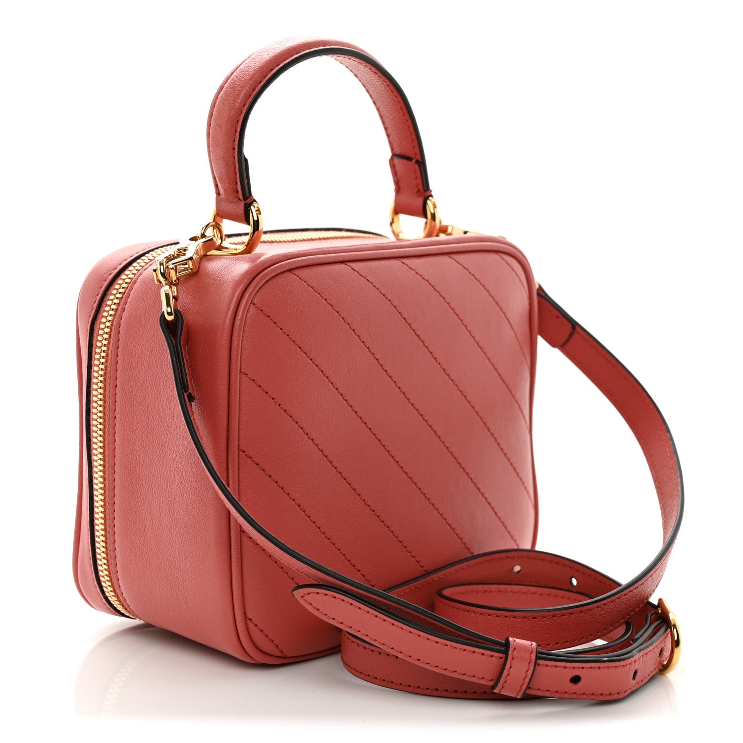Gucci Sakai Be Green Calfskin Diagonal Stitched Blondie Top Handle Bag Pink 3 of 11