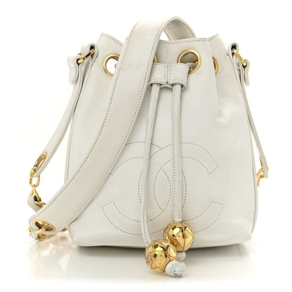 Chanel Lambskin CC Drawstring Bucket Bag White 1 of 17