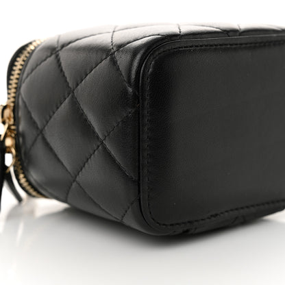Chanel Lambskin Quilted Mini Pearl Crush Vanity Case With Chain Black 9 of 12