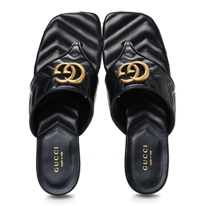 Gucci Nappa Charlotte Double G Marmont Thong Sandals 37 Black 2 of 11