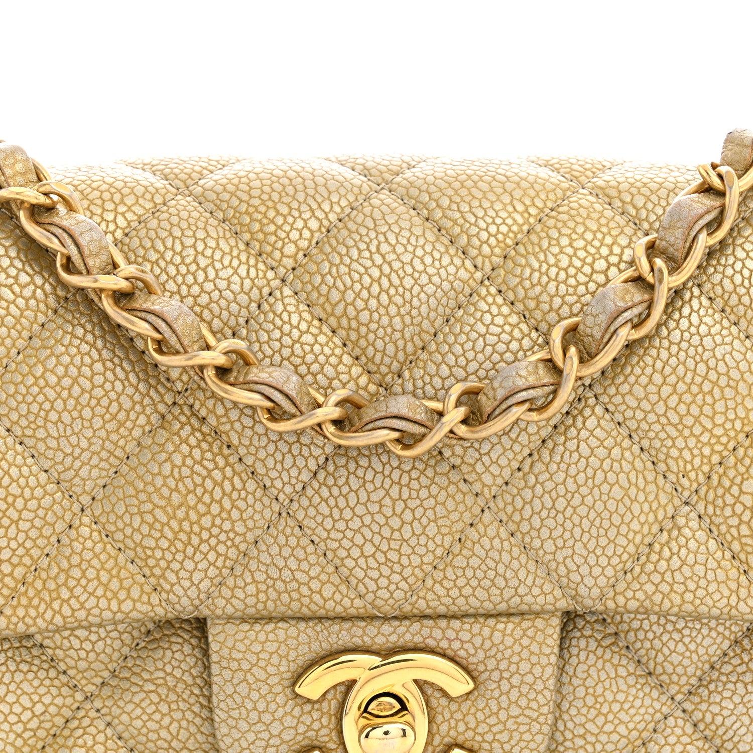 Chanel Metallic Caviar Quilted Mini Rectangular Flap Gold 8 of 11