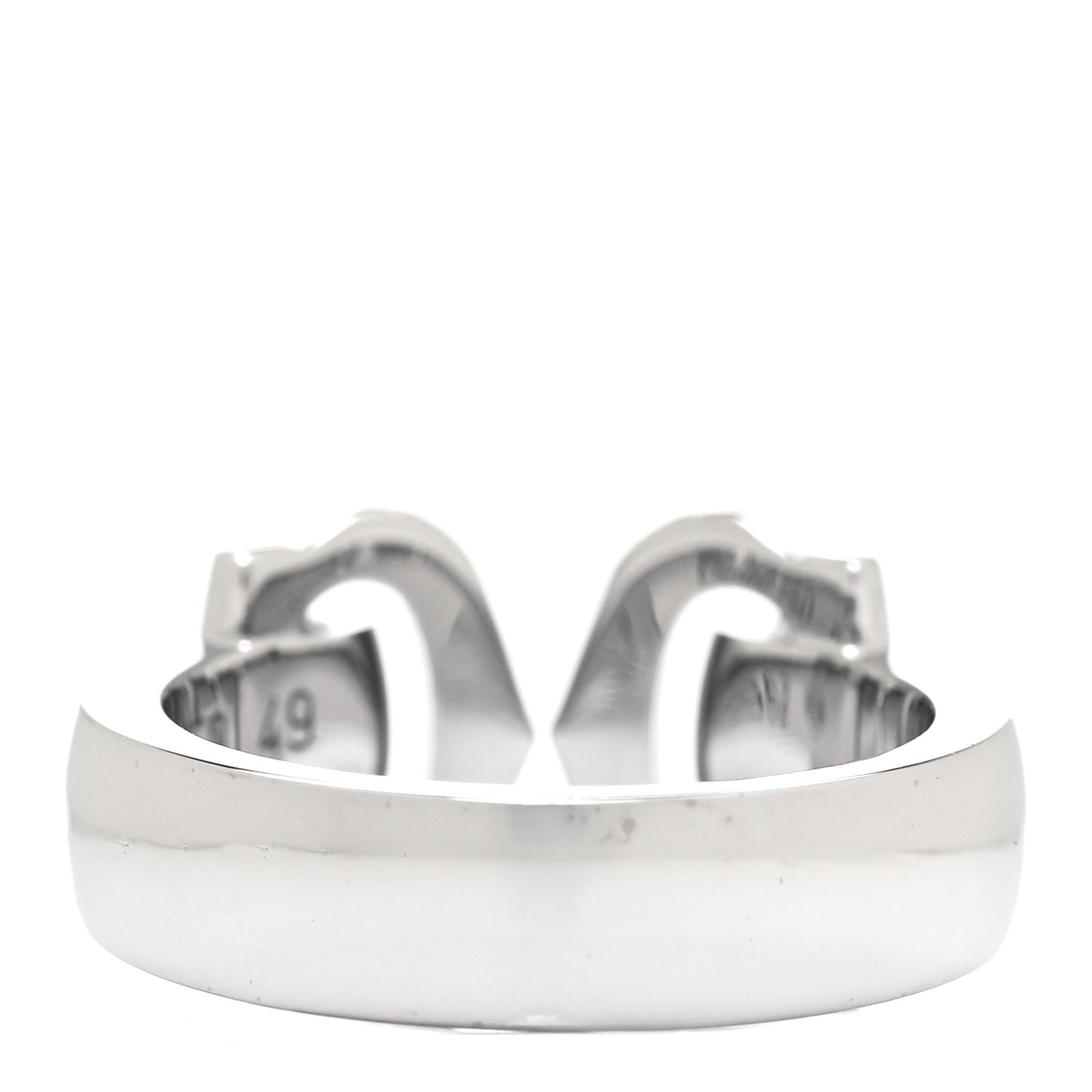 18K White Gold Diamond C De Cartier Ring 49 4.75