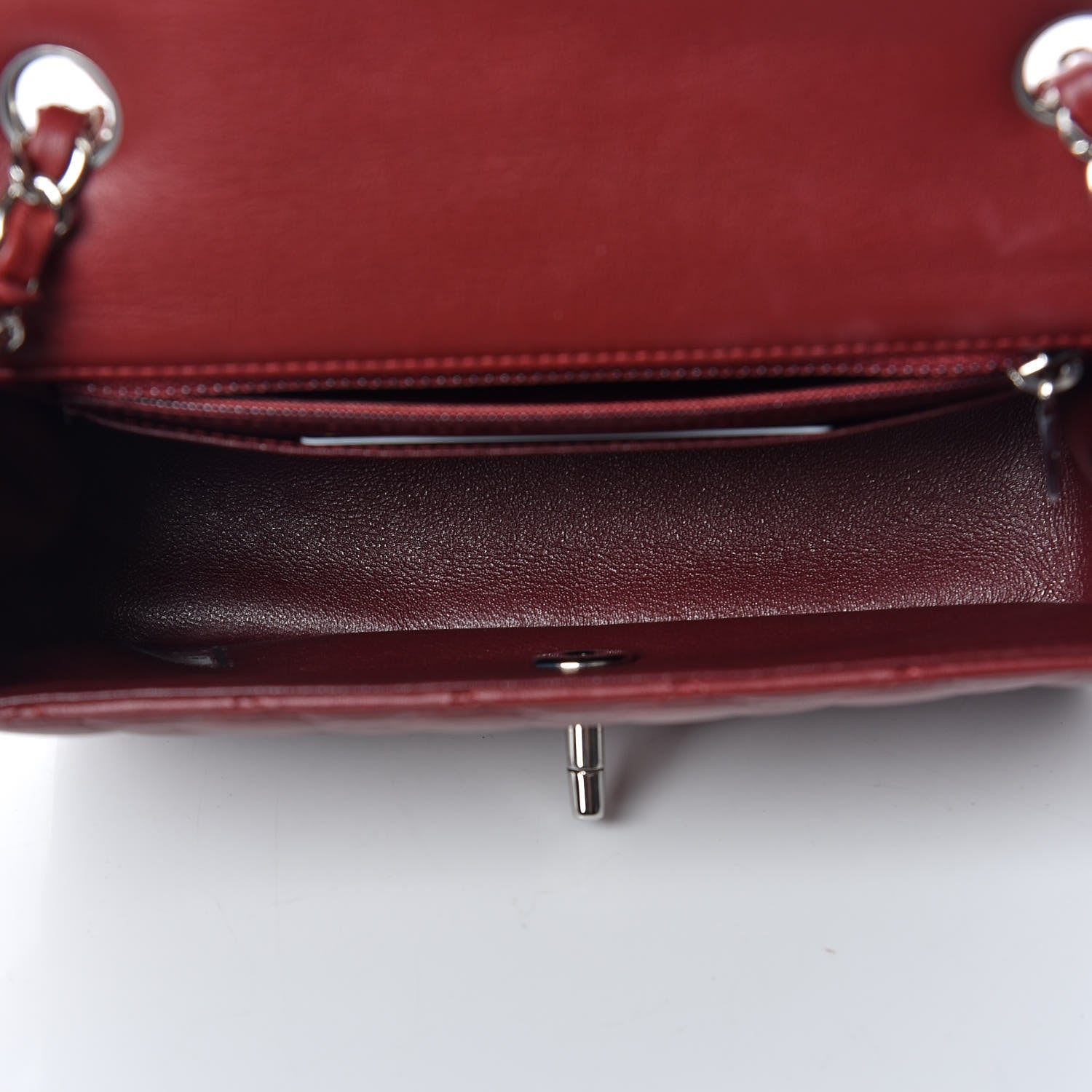 Chanel Lambskin Quilted Mini Rectangular Flap Burgundy 7 of 9