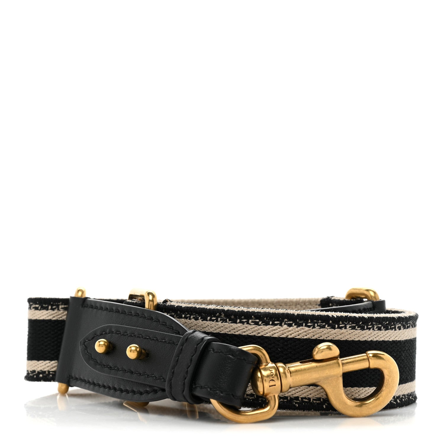 Christian Dior Canvas Embroidered Shoulder Strap Black 2 of 4