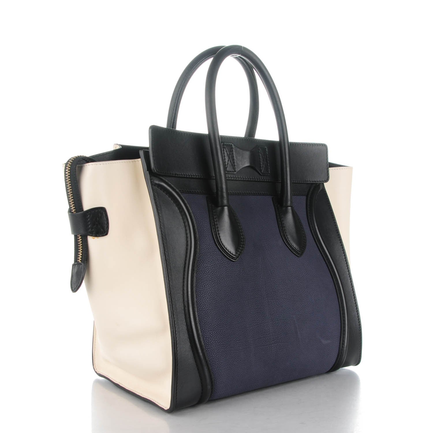 Celine Velluto Calfskin Mini Tri-Color Luggage Navy 2 of 10