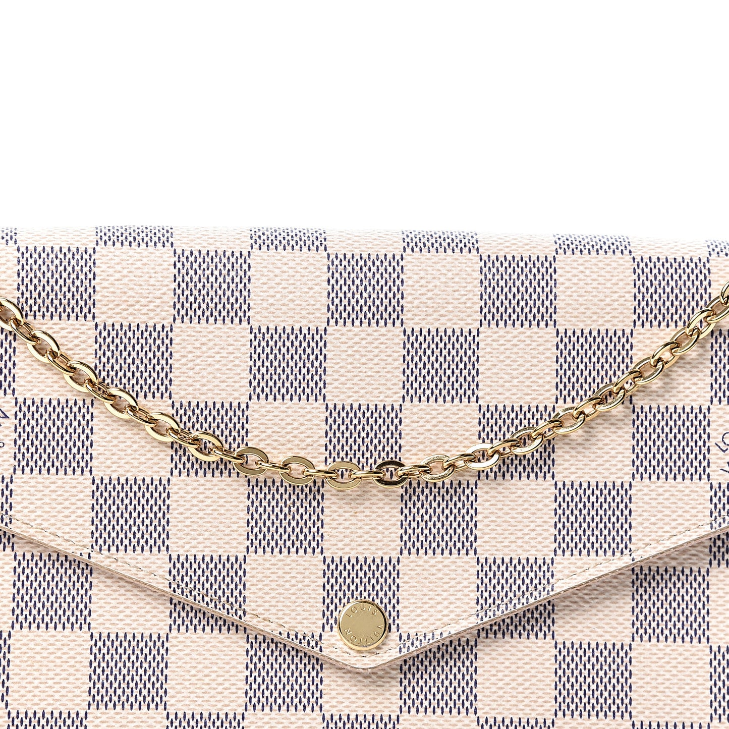 Damier Azur Pochette Felicie Chain Wallet Rose Ballerine