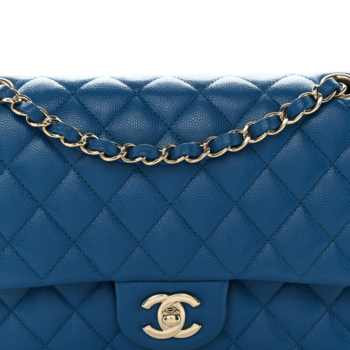 Chanel Caviar Quilted Medium Double Flap Blue 8 of 12