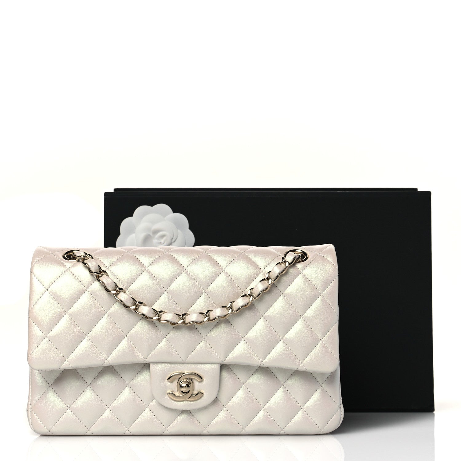 Chanel Iridescent Calfskin Quilted Medium Double Flap White 11 of 11