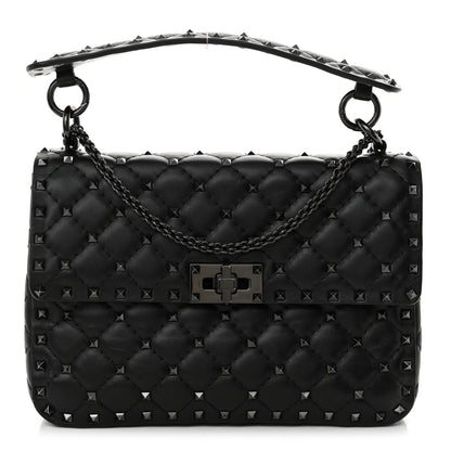 Valentino Garavani Lambskin Monochrome Medium Rockstud Spike Shoulder Bag Black 1 of 10