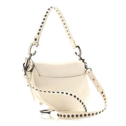 Christian Dior Crinkled Patent Lambskin Studded Saddle Bag With Strap Latte 3 of 13