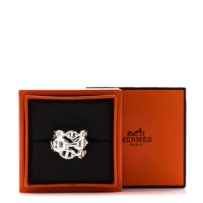 Hermes Sterling Silver GM Chaine d'ncre Enchainee Band Ring 56 7.75 6 of 6