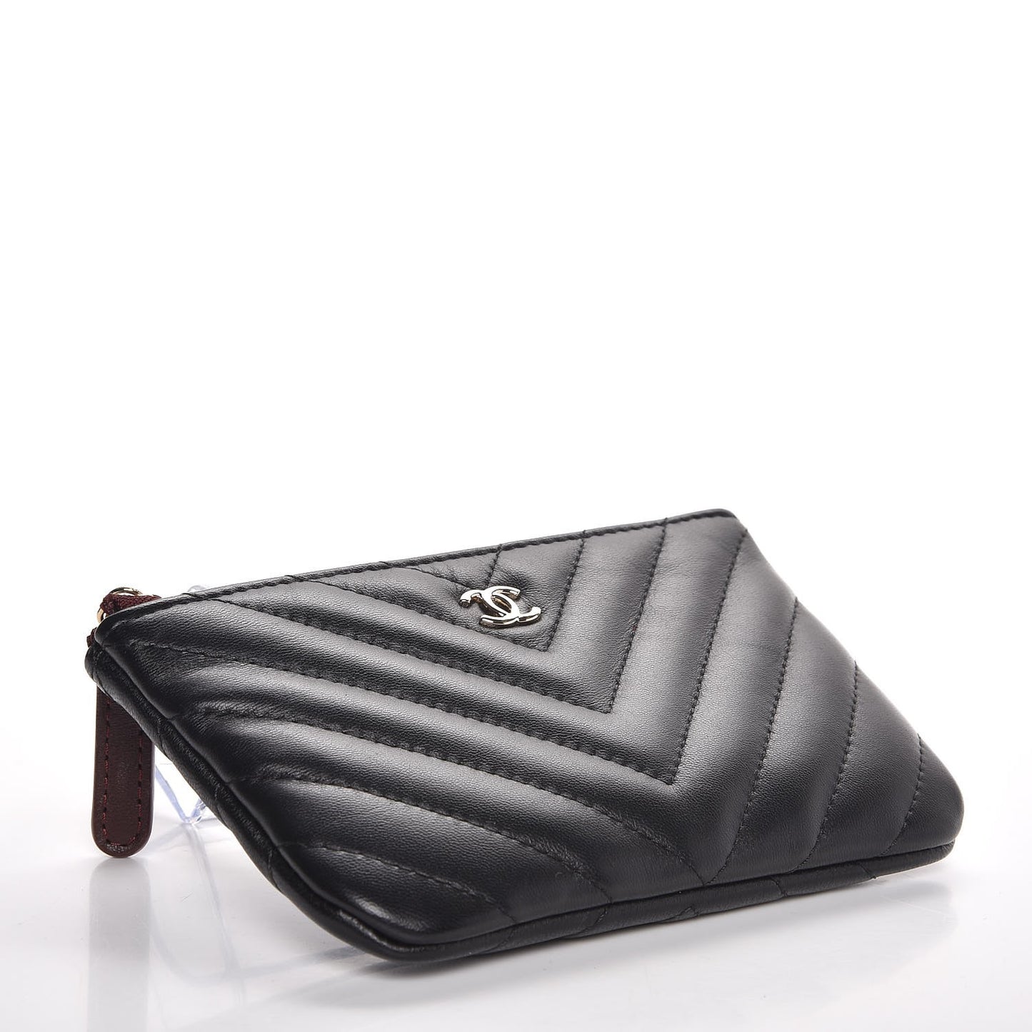 Lambskin Chevron Quilted Small Cosmetic Case Black