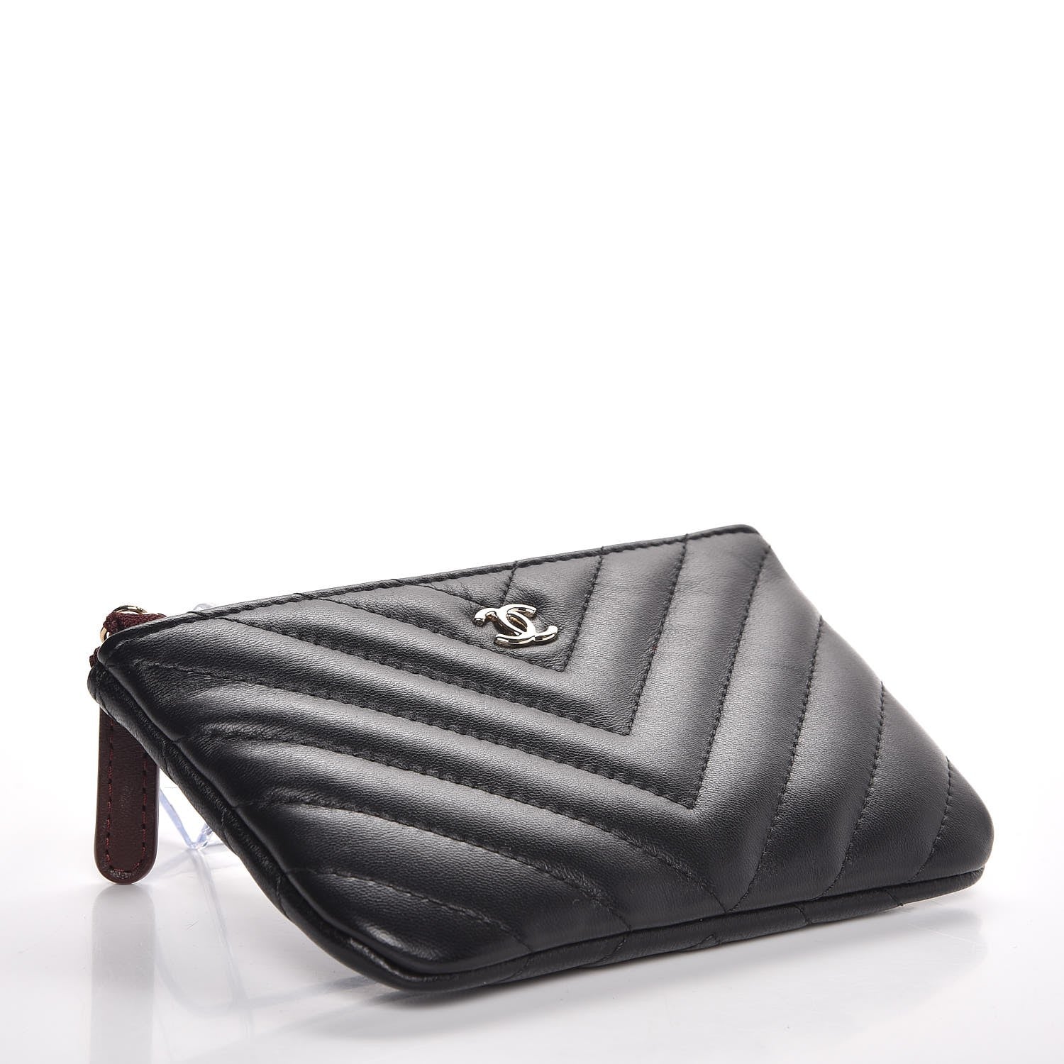Chanel Lambskin Chevron Quilted Small Cosmetic Case Black 4 of 8