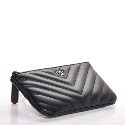 Chanel Lambskin Chevron Quilted Small Cosmetic Case Black 4 of 8