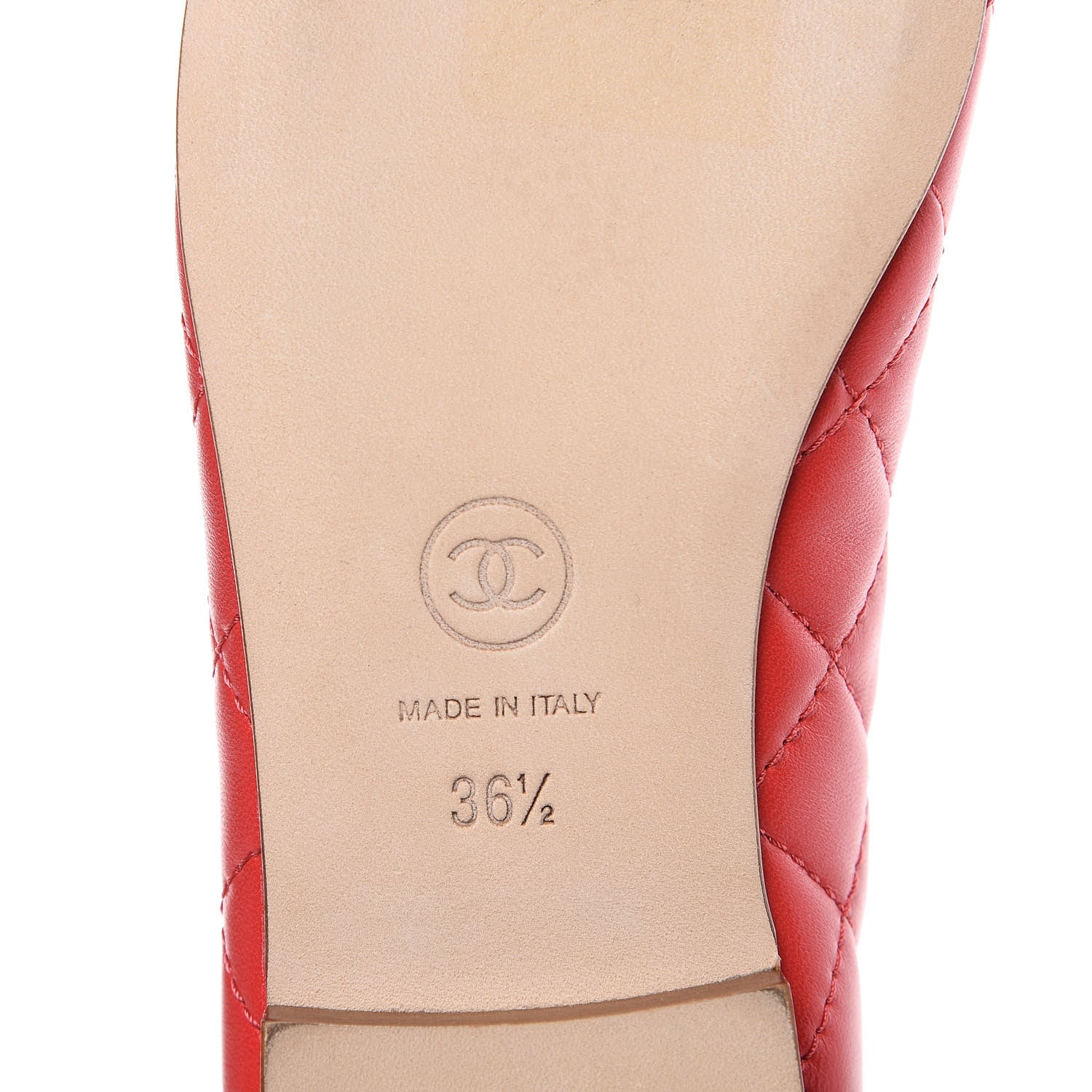Chanel Lambskin Quilted CC Cap Toe Ballerina Flats 36.5 Light Red 6 of 8