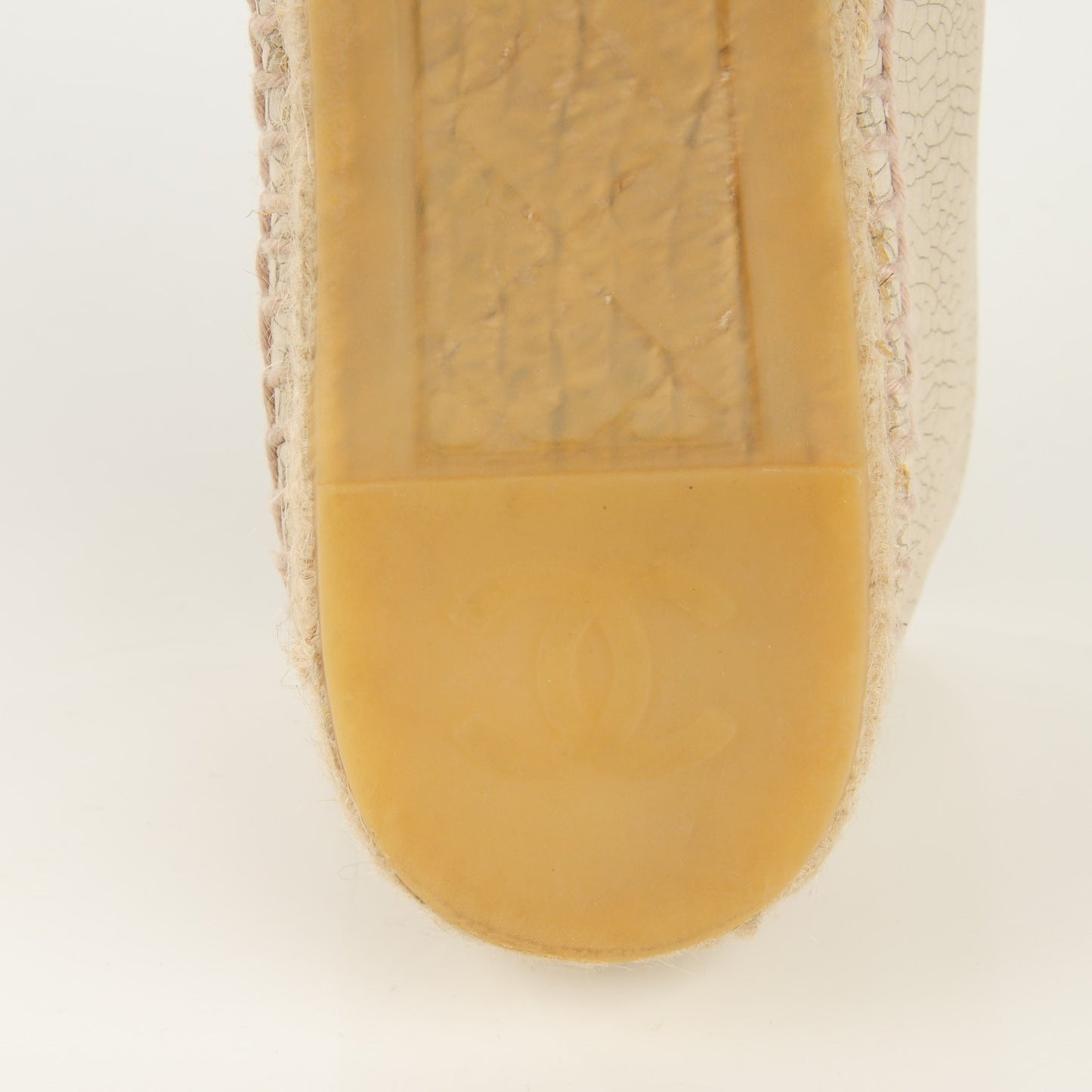 Crackled Leather Espadrilles 37 Beige Black