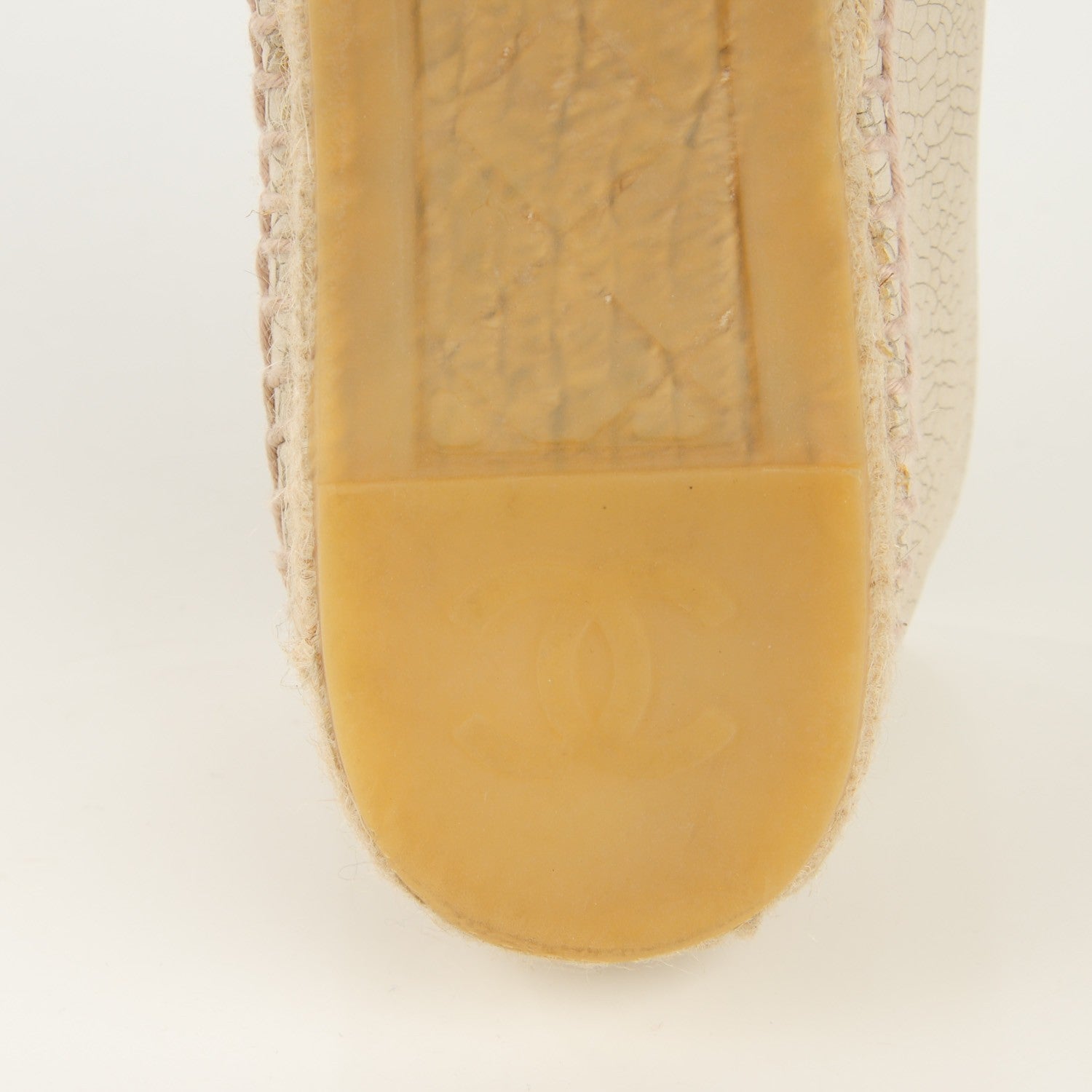 Chanel Crackled Leather Espadrilles 37 Beige Black 11 of 11