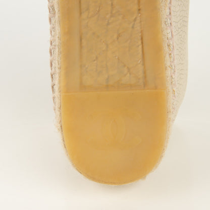 Chanel Crackled Leather Espadrilles 37 Beige Black 11 of 11