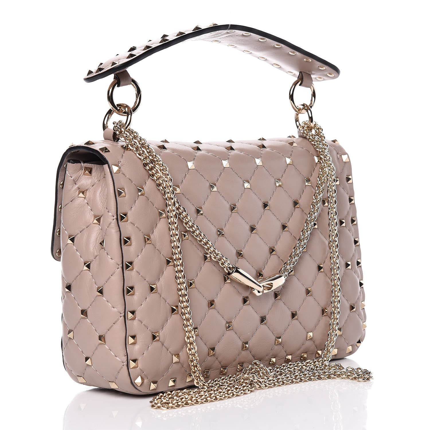 Valentino Garavani Lambskin Medium Rockstud Spike Shoulder Bag Poudre 3 of 8