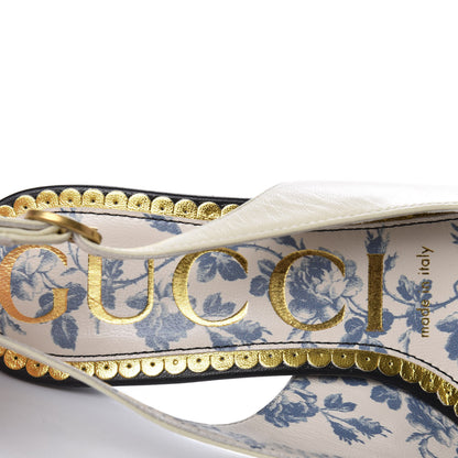 Gucci Malaga Kid Web Bow Jane Low Heel Slingback Pumps 36 Off White 7 of 11