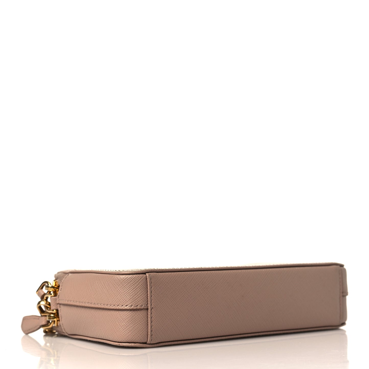 Saffiano Lux Mini Double Zip Chain Crossbody Bag Cammeo