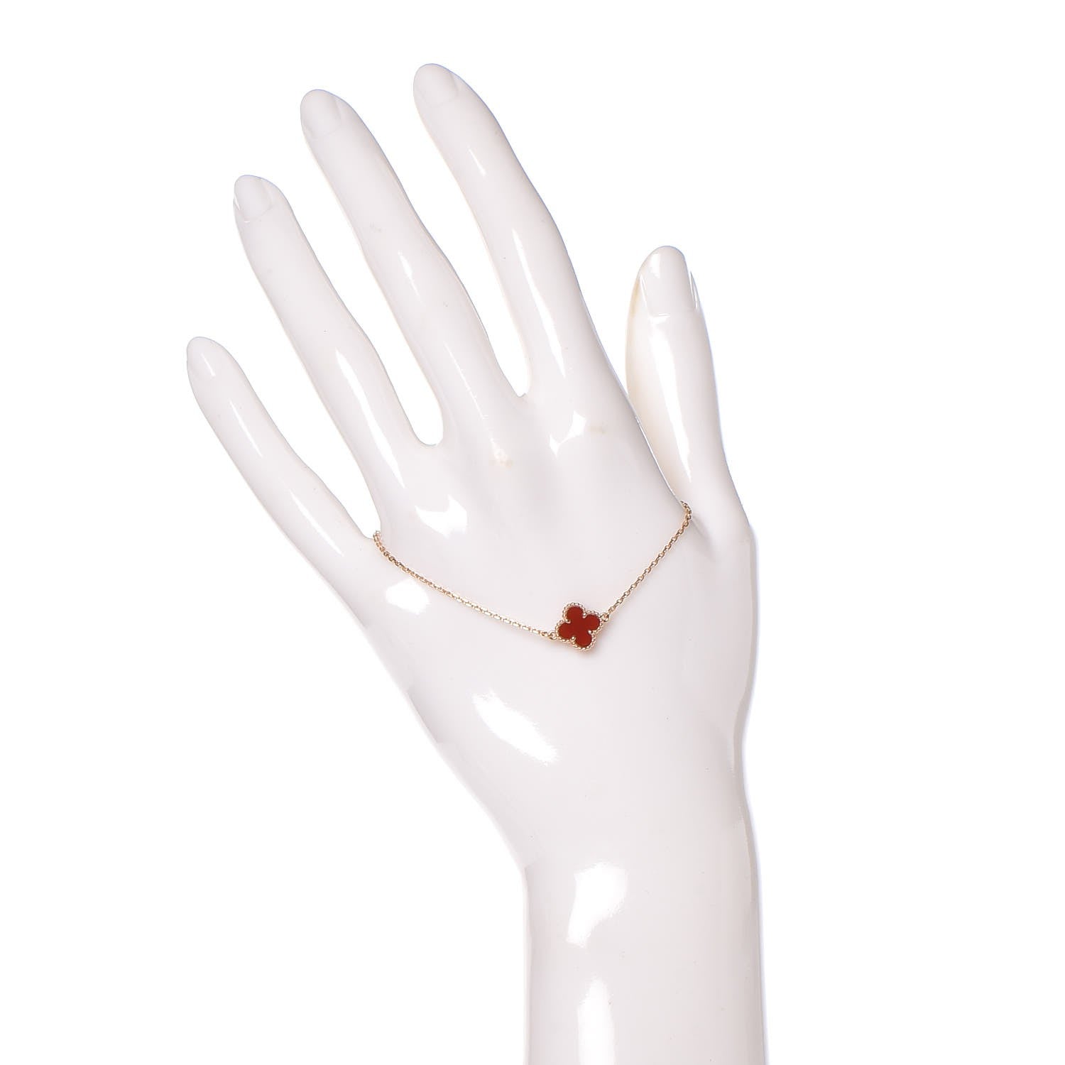Van Cleef & Arpels 18K Rose Gold Carnelian Sweet Alhambra Bracelet 2 of 4