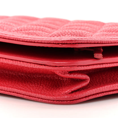 Chanel Caviar Quilted Boy Wallet On Chain WOC Dark Pink Dark Pink 10 of 13